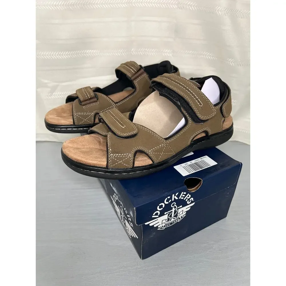 Dockers Newpage Quarter Strap Sandals Dark Tan Mens Size 10 Wide